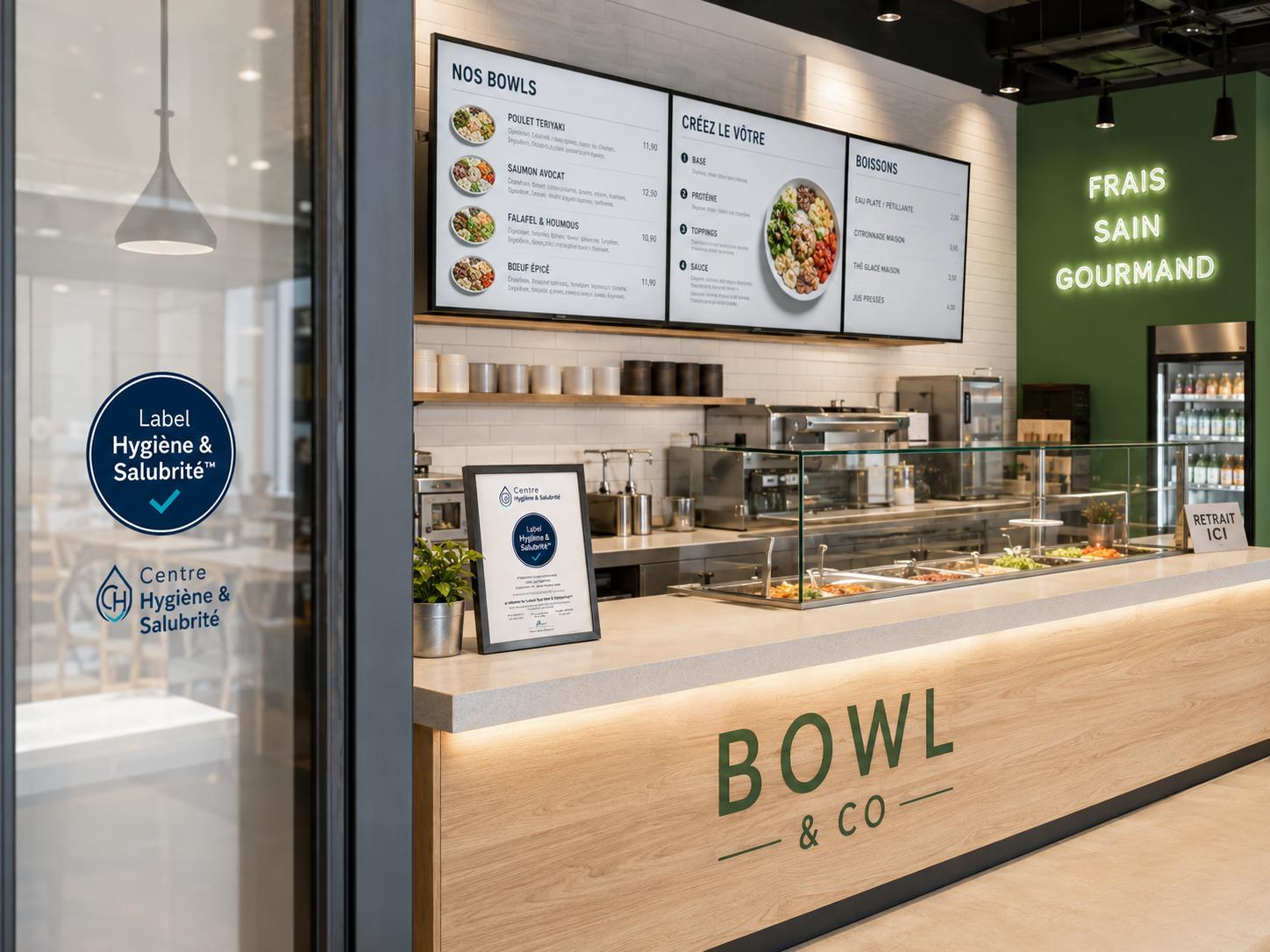Comptoir alimentaire observé pendant le service