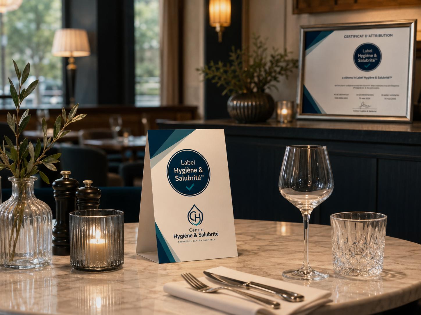 Chevalet du label sur une table de restaurant